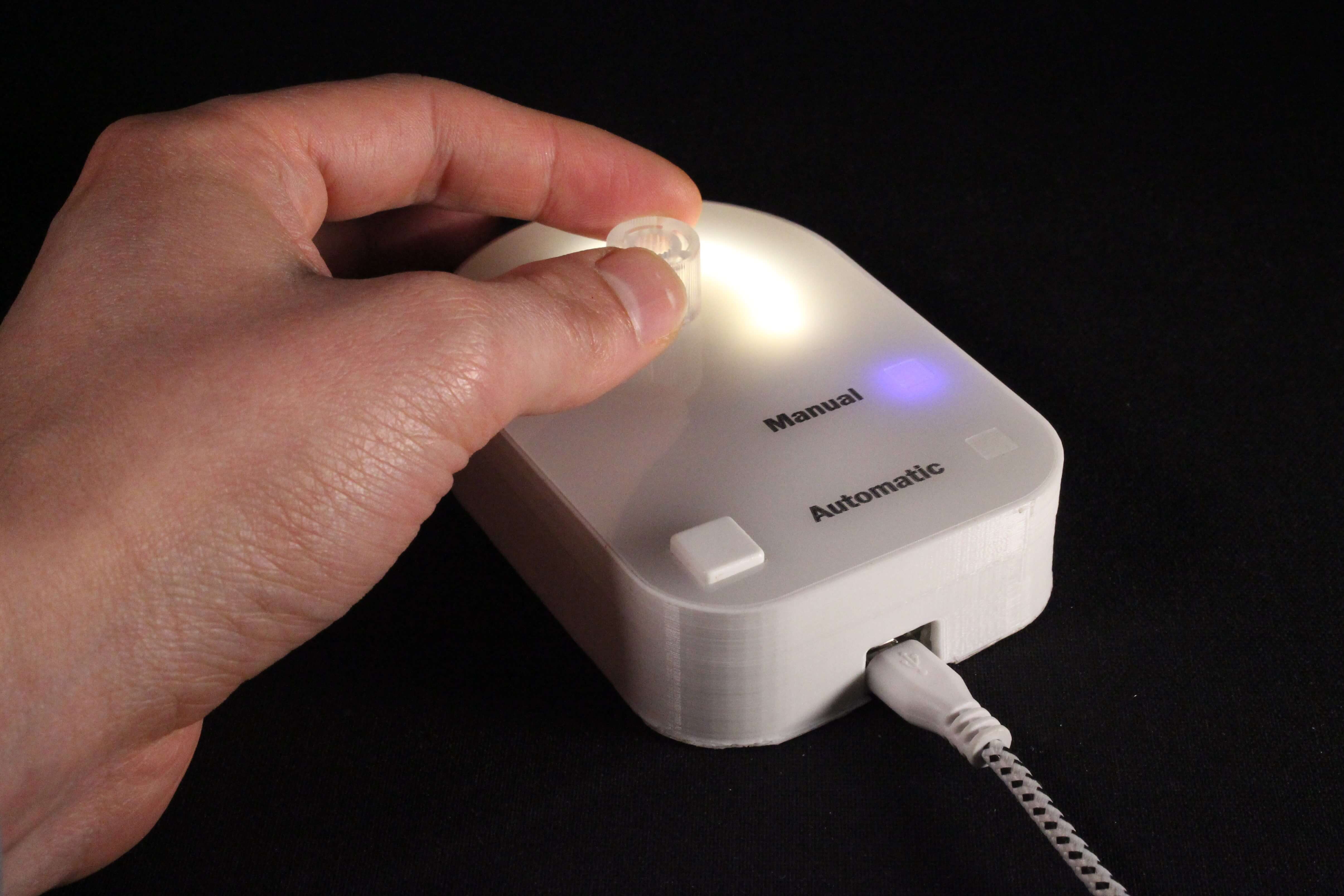 Inclusive smart dimmer in use.
