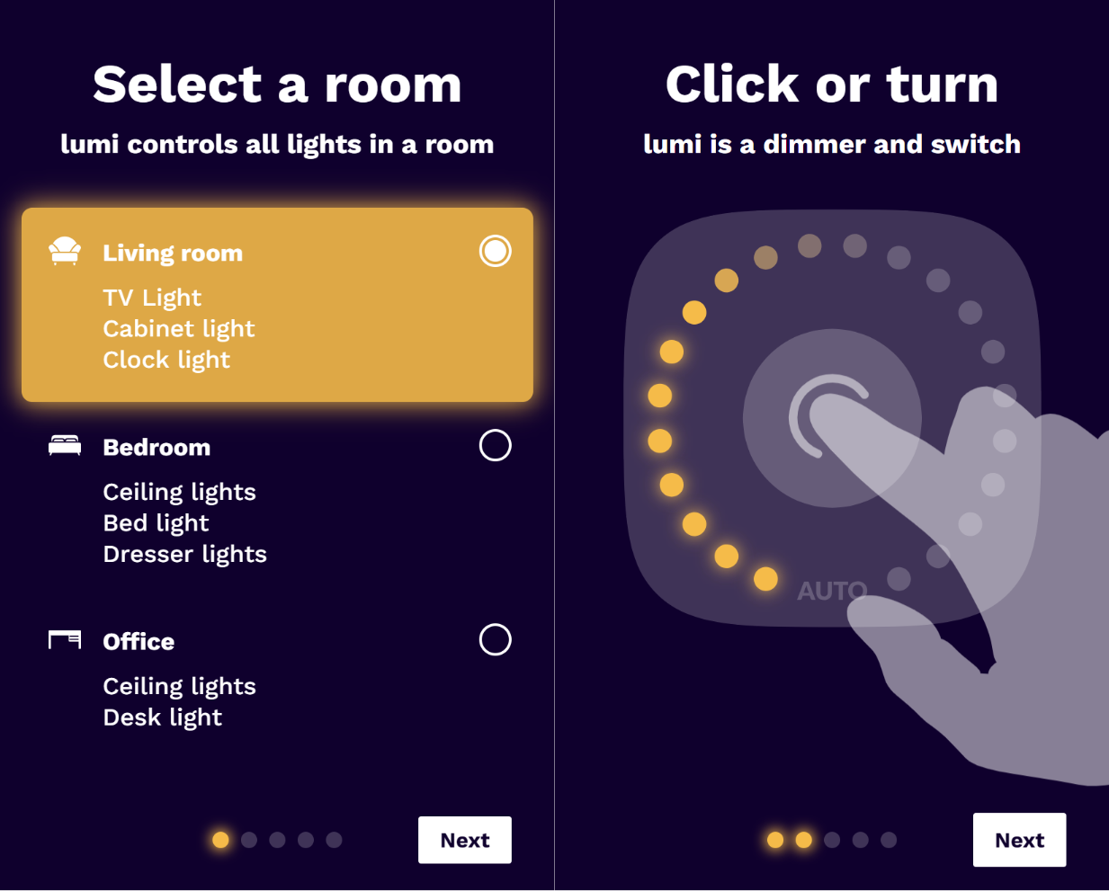 Inclusive smart dimmer in use.